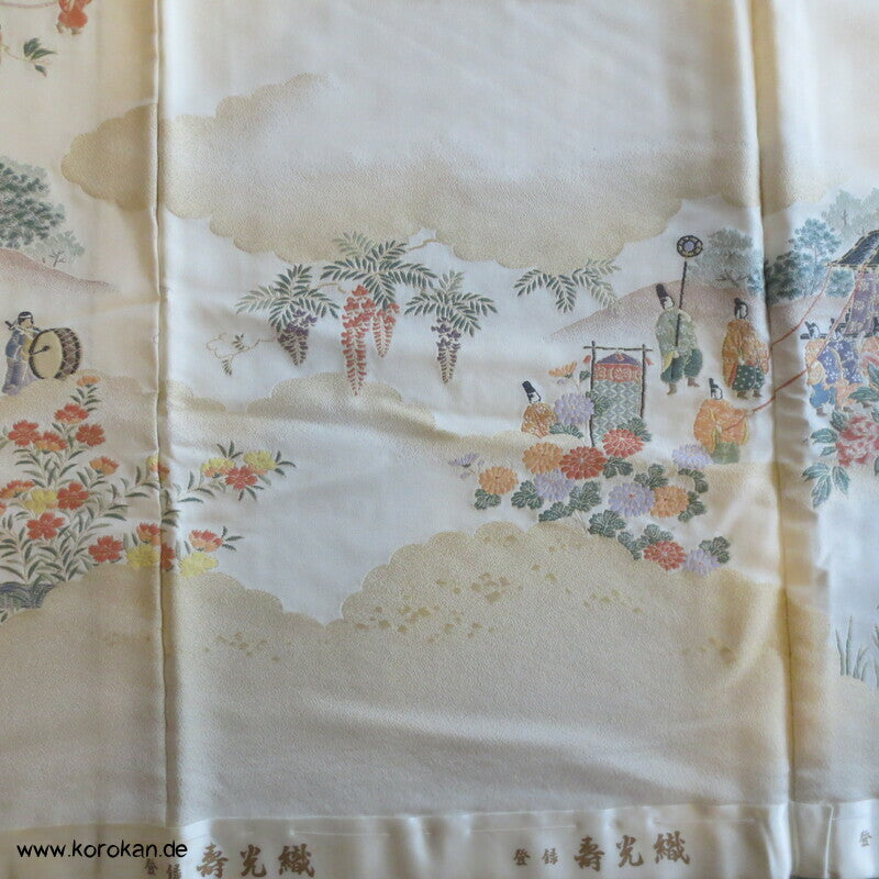 Heian Szenen IroTomesode, gewebt Seidenjacquard Karieba Kimono