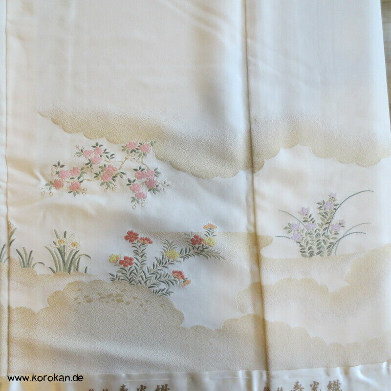 Heian Szenen IroTomesode, gewebt Seidenjacquard Karieba Kimono
