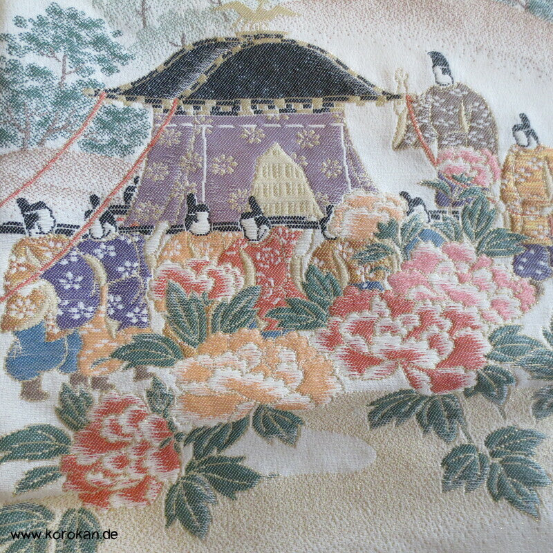 Heian Szenen IroTomesode, gewebt Seidenjacquard Karieba Kimono