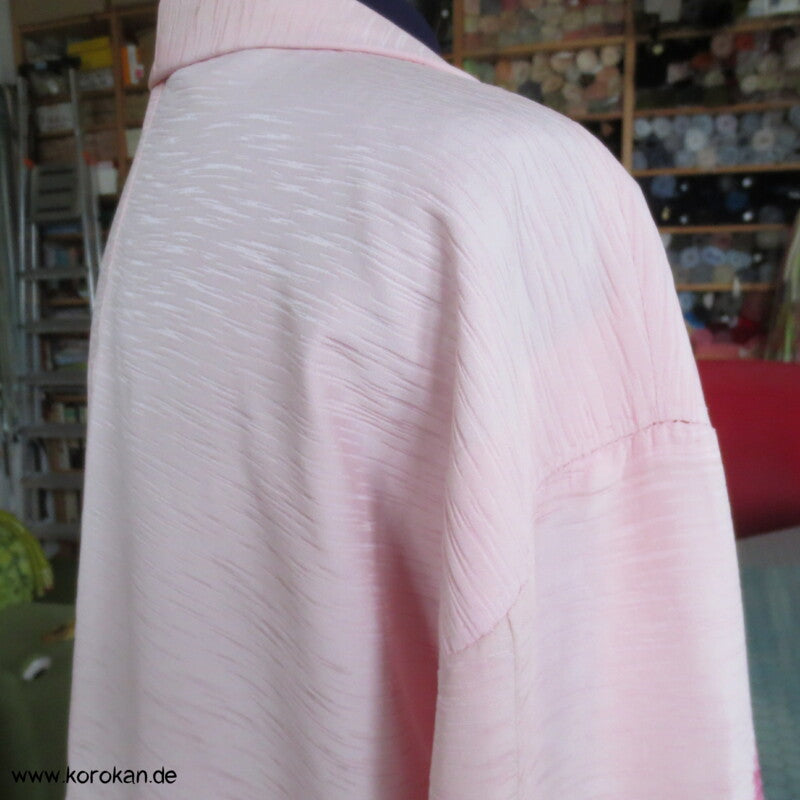 pink auf rosa Blüten Seidendamast Shibori Haori - europäischer Ärmel