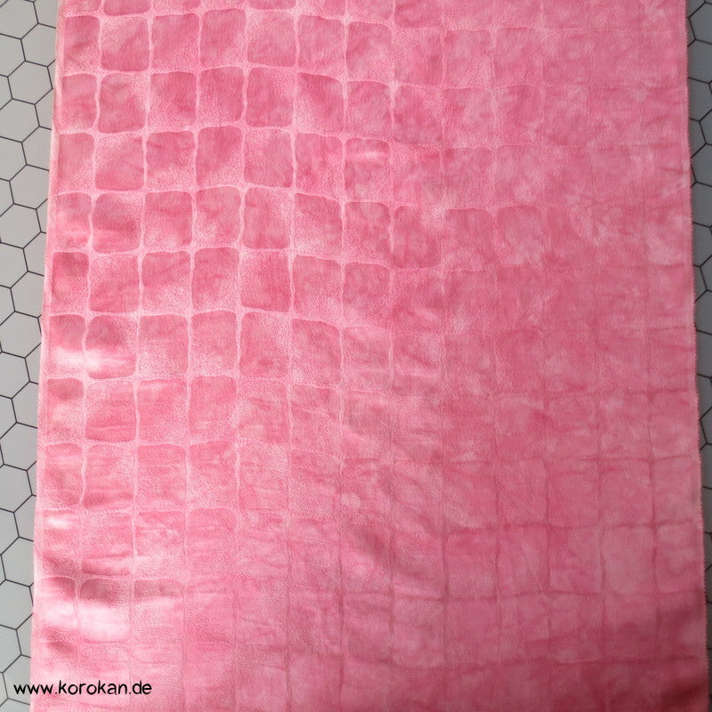 üppige Fächer-Stickerei mit Shibori auf rosa, Tanmono