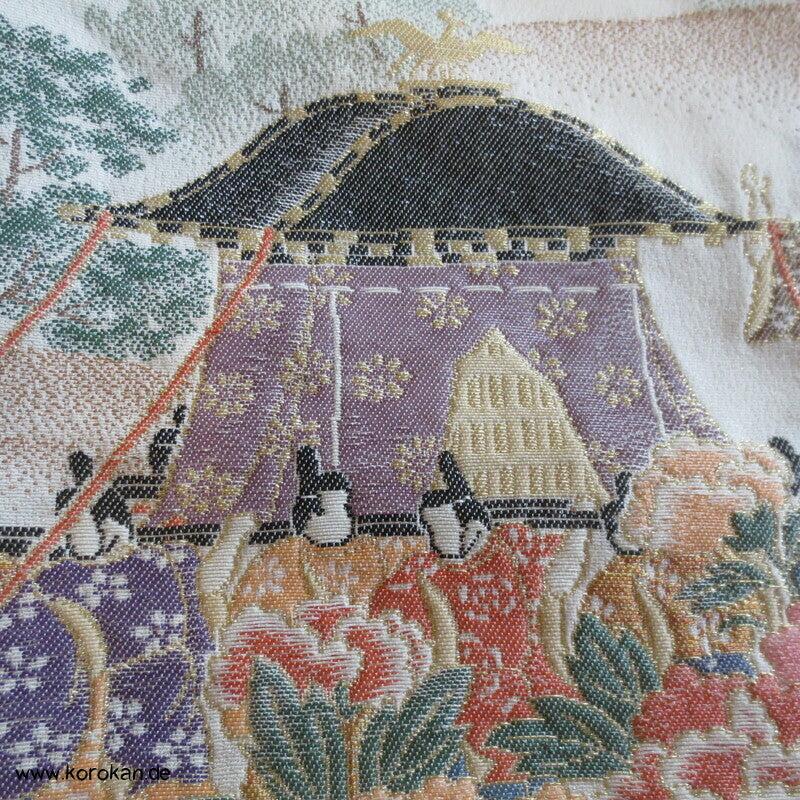 Heian Szenen IroTomesode, gewebt Seidenjacquard Karieba Kimono