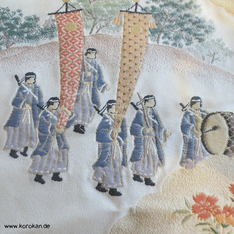 Heian Szenen IroTomesode, gewebt Seidenjacquard Karieba Kimono
