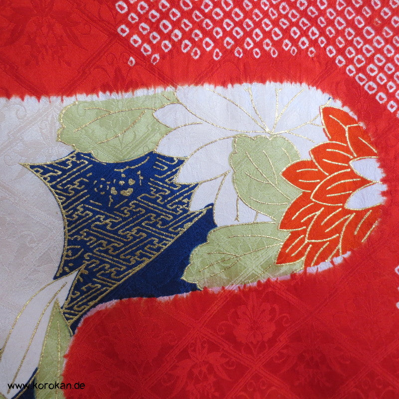 Paeonien, Shibori prächtige Golddruck - und stickerei, Furisode