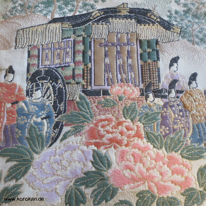 Heian Szenen IroTomesode, gewebt Seidenjacquard Karieba Kimono