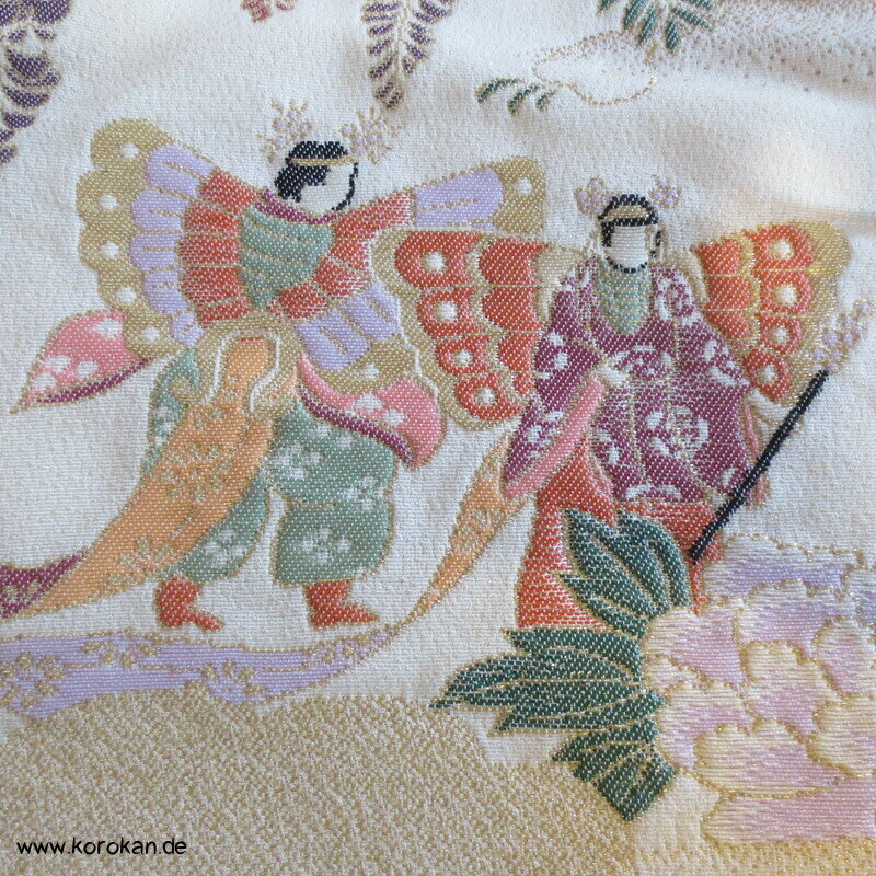 Heian Szenen IroTomesode, gewebt Seidenjacquard Karieba Kimono