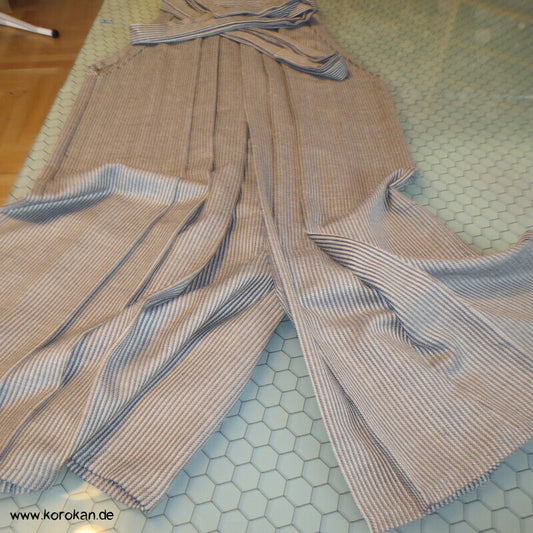 gestreifte Sommer Hakama - Umanori Hosentyp - neu - gestreifte Wollmischung