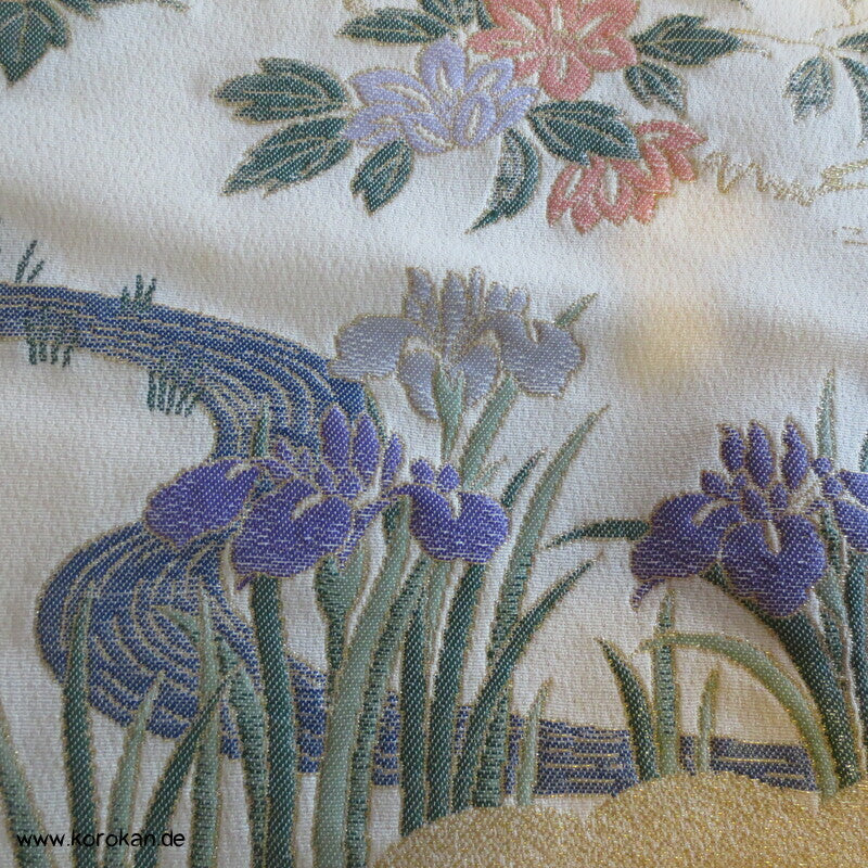 Heian Szenen IroTomesode, gewebt Seidenjacquard Karieba Kimono