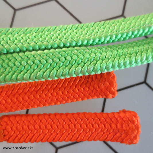 grün, orangene Enden Obijime, geflochten, ohne Troddeln