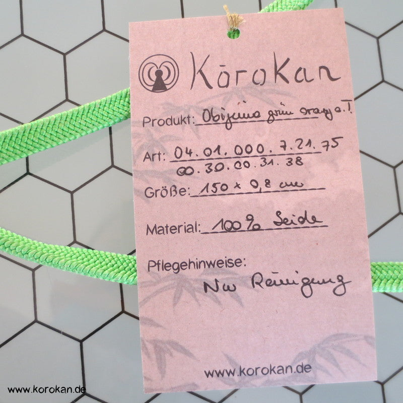 grün, orangene Enden Obijime, geflochten, ohne Troddeln
