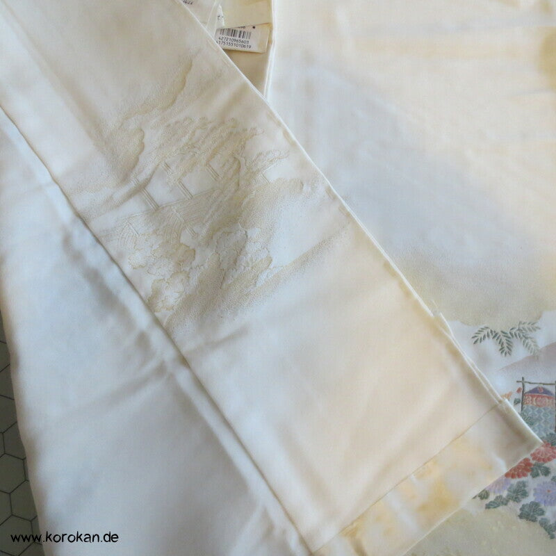 Heian Szenen IroTomesode, gewebt Seidenjacquard Karieba Kimono