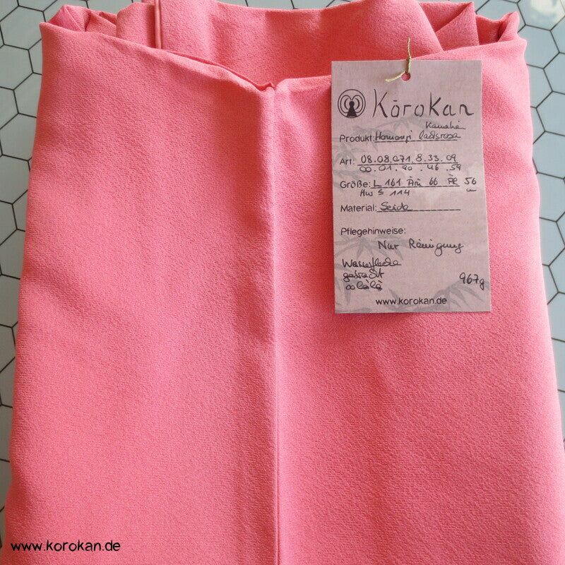 Tsukesage Kimono altrosa Seidencrepe mit Kamelien