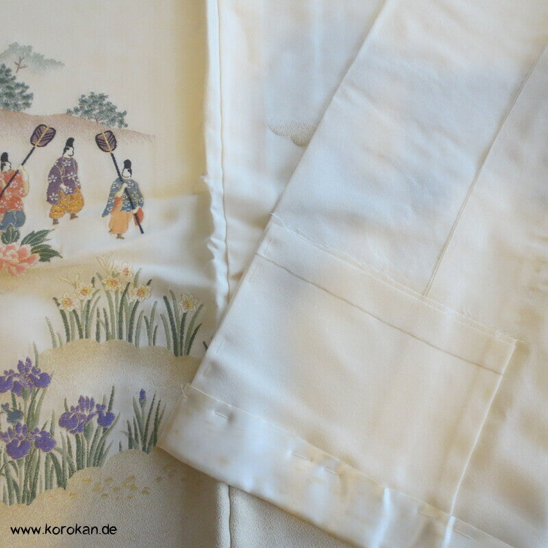 Heian Szenen IroTomesode, gewebt Seidenjacquard Karieba Kimono