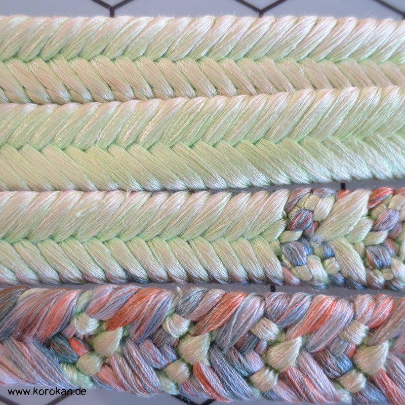 blassgrün mit pastelligem Verlauf Obijime, geflochten, dick