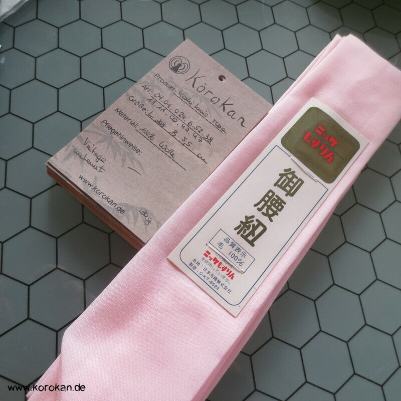 rosa Wollmuslin Himo Kimono Bindeband