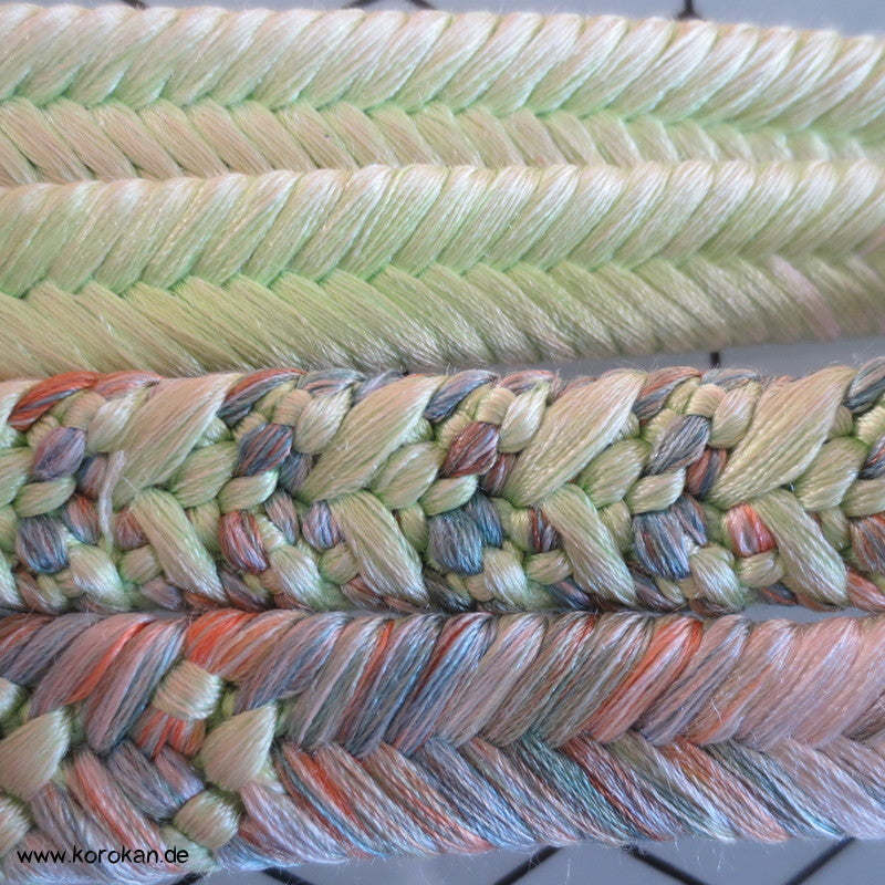 blassgrün mit pastelligem Verlauf Obijime, geflochten, dick