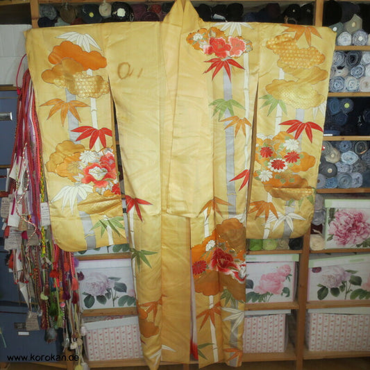 Bambusmuster, gestickte Blumen Furisode - Cosplay, Fasching