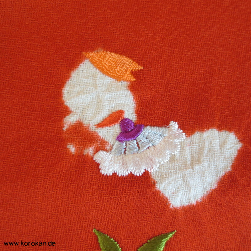 Mädchen Shibori und Stickerei Furisode Karieba