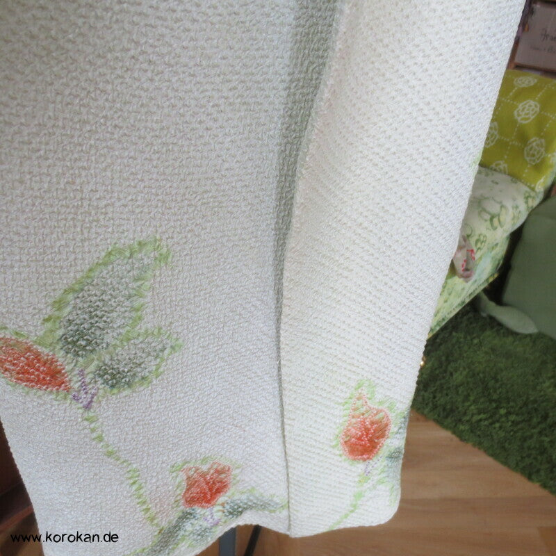 Full Shibori Blättermotiv lose Jacke / Bluse Gr. L, Upcycling aus japanischem Haori Kimono