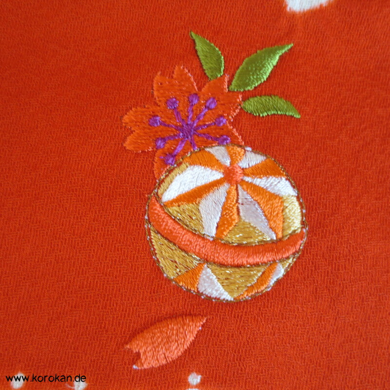 Mädchen Shibori und Stickerei Furisode Karieba
