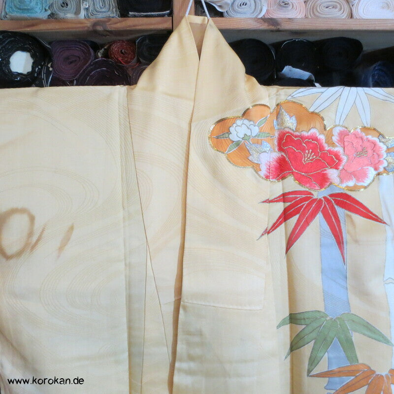 Bambusmuster, gestickte Blumen Furisode - Cosplay, Fasching