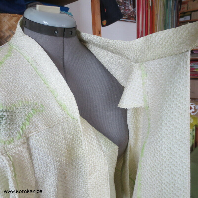 Full Shibori Blättermotiv lose Jacke / Bluse Gr. L, Upcycling aus japanischem Haori Kimono