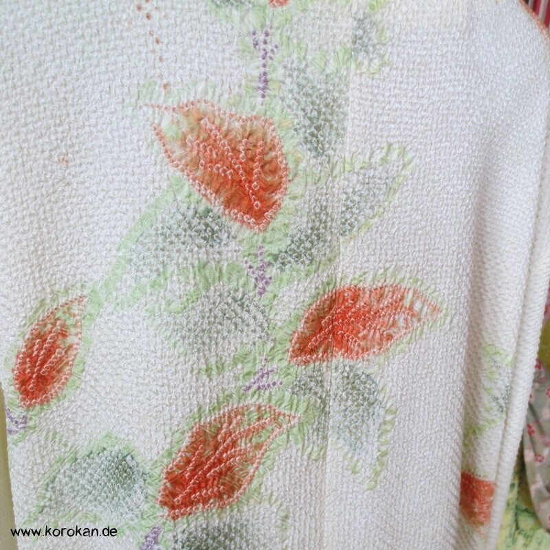 Full Shibori Blättermotiv lose Jacke / Bluse Gr. L, Upcycling aus japanischem Haori Kimono