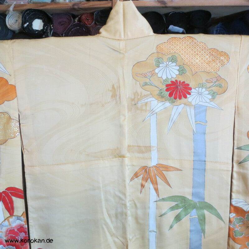 Bambusmuster, gestickte Blumen Furisode - Cosplay, Fasching