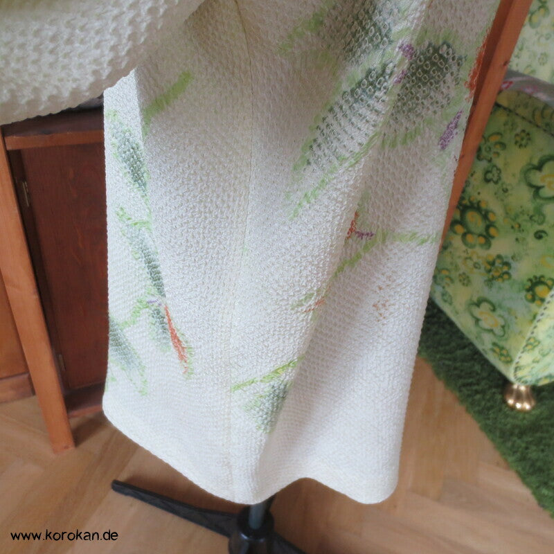 Full Shibori Blättermotiv lose Jacke / Bluse Gr. L, Upcycling aus japanischem Haori Kimono