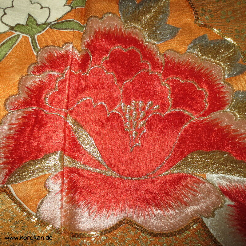 Bambusmuster, gestickte Blumen Furisode - Cosplay, Fasching
