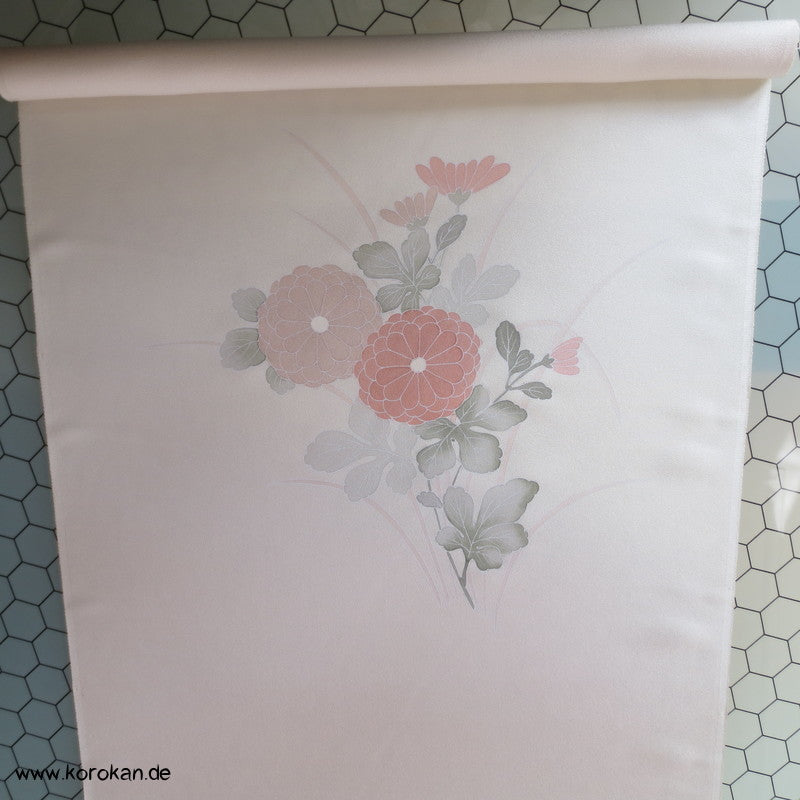 Chrysanthemen hinter Gitter Tanmono Kimono Seiden Crepesatin