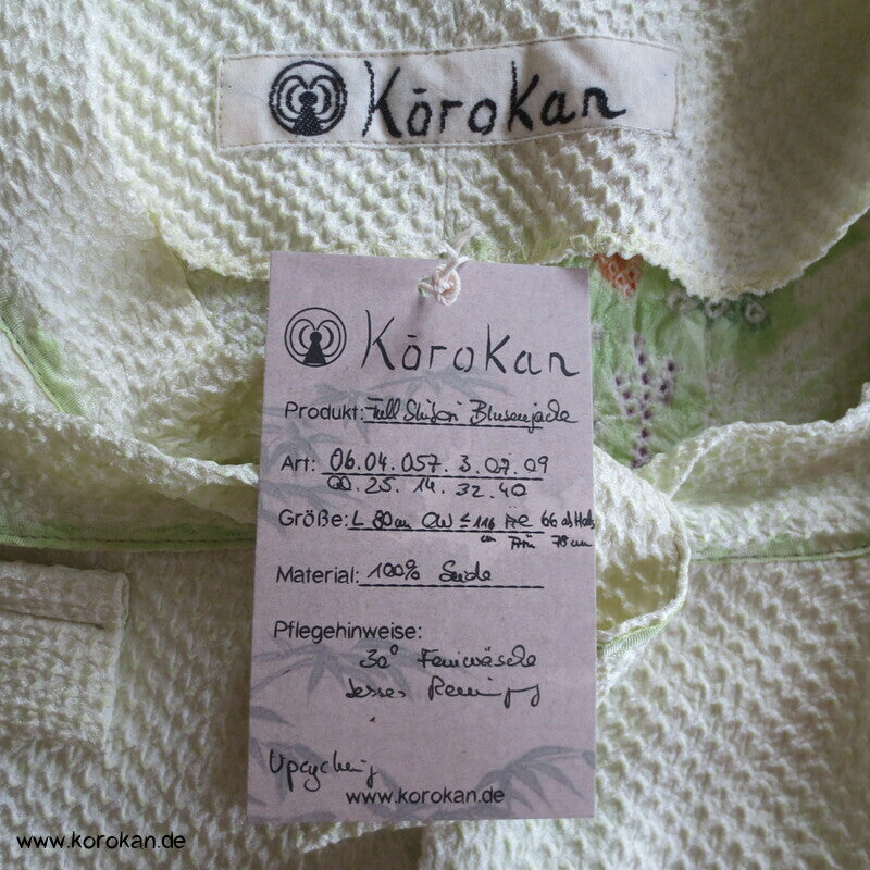 Full Shibori Blättermotiv lose Jacke / Bluse Gr. L, Upcycling aus japanischem Haori Kimono