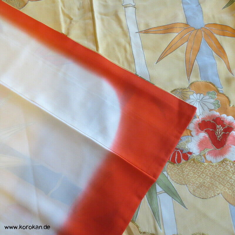 Bambusmuster, gestickte Blumen Furisode - Cosplay, Fasching