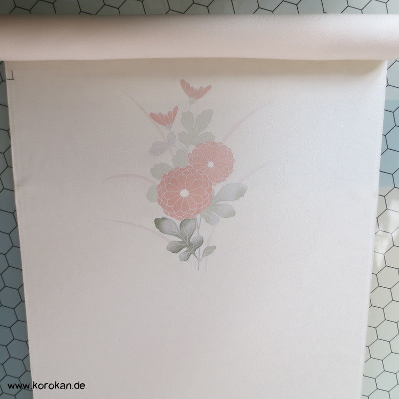 Chrysanthemen hinter Gitter Tanmono Kimono Seiden Crepesatin