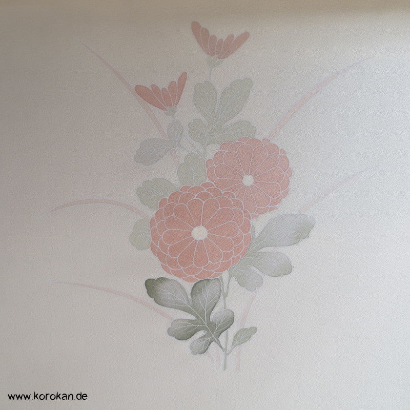 Chrysanthemen hinter Gitter Tanmono Kimono Seiden Crepesatin