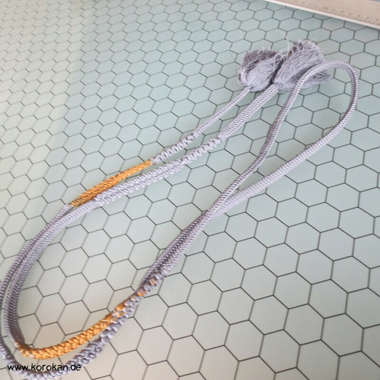 blaugrau - messing Obijime, Seide, Kordel, geteilt