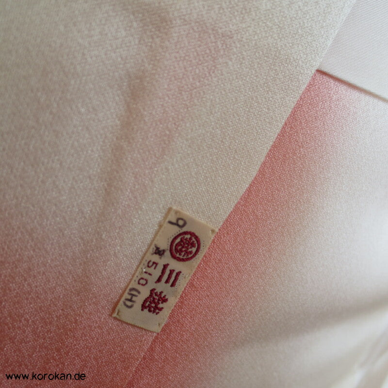 Noshi Muster mit Pfau / Federn Furisode Seiden Crepe Satin Kimono