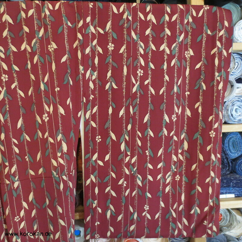 petrol - weinrot - oliv Weidenzweige Homongi Seidencrepe Kimono