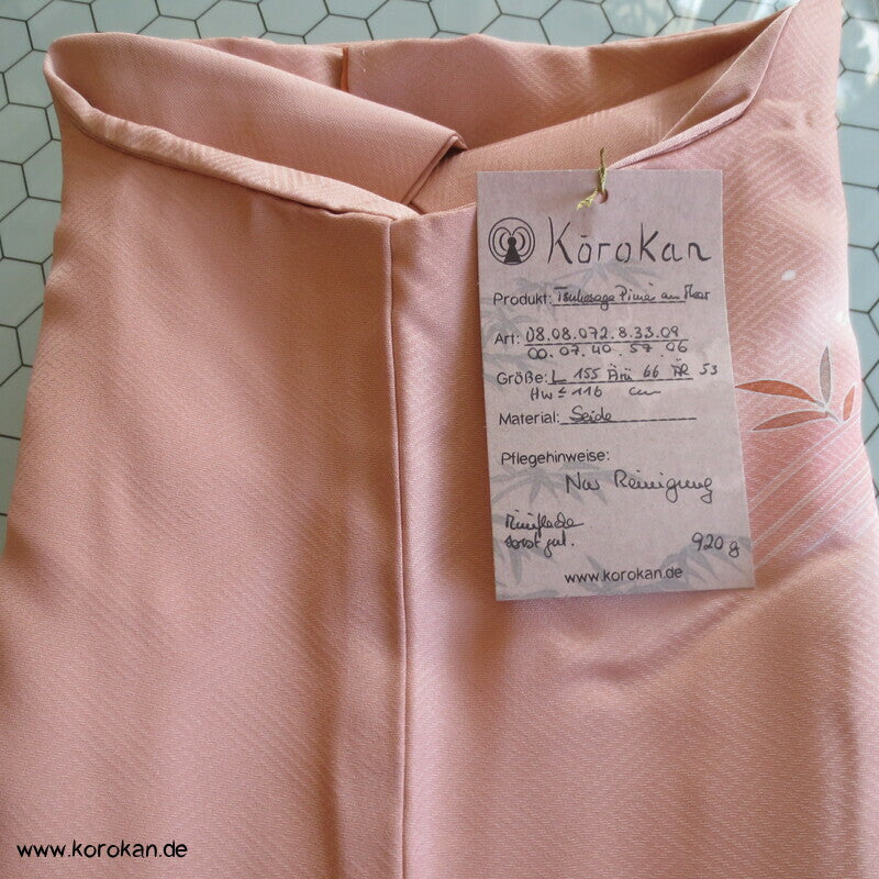 Tsukesage Kimono Seidendamast Pinien und Boote am Meer