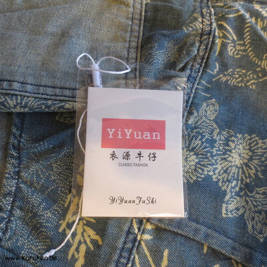 Jeans Latzhose aus japanisch bedrucktem Denim, neu