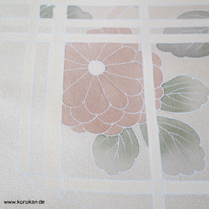 Chrysanthemen hinter Gitter Tanmono Kimono Seiden Crepesatin