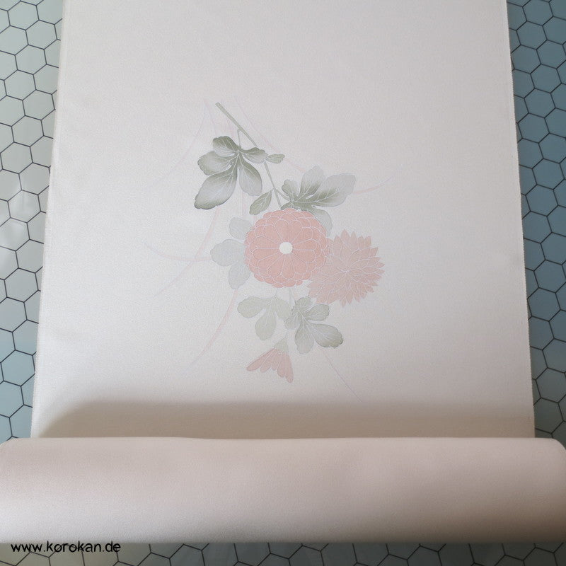 Chrysanthemen hinter Gitter Tanmono Kimono Seiden Crepesatin