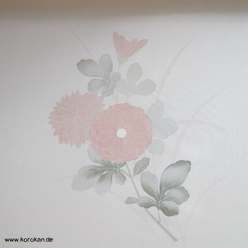 Chrysanthemen hinter Gitter Tanmono Kimono Seiden Crepesatin