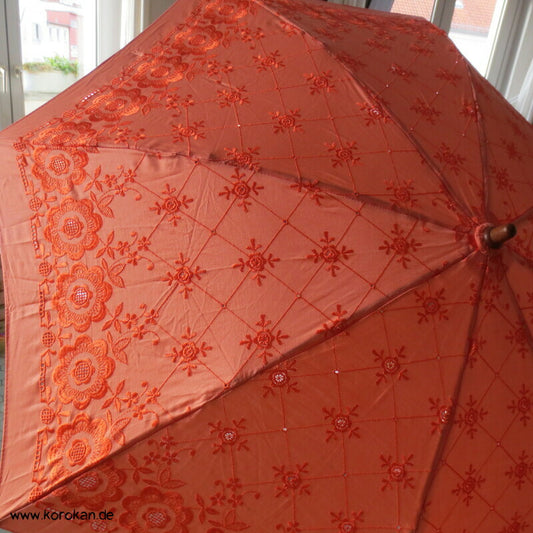 japanischer Kimono Sonnen Klappschirm, Stickereistoff