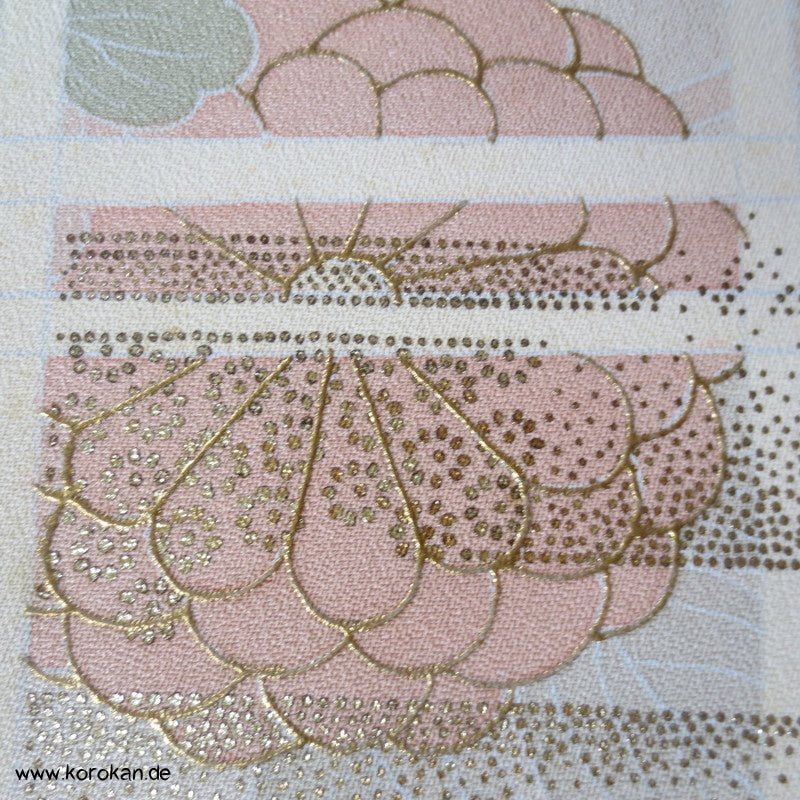Chrysanthemen hinter Gitter Tanmono Kimono Seiden Crepesatin