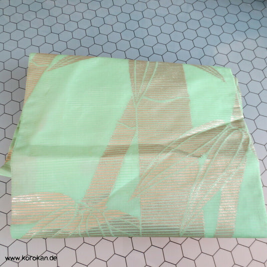 goldener Bambus Sommer Nagoya Obi, hellgrüne Rho Seide