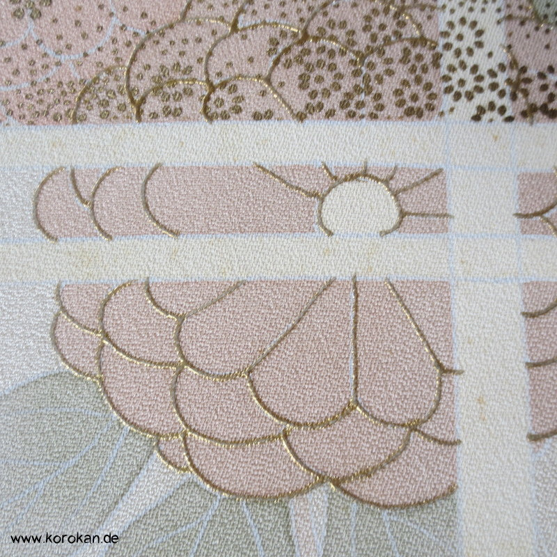 Chrysanthemen hinter Gitter Tanmono Kimono Seiden Crepesatin