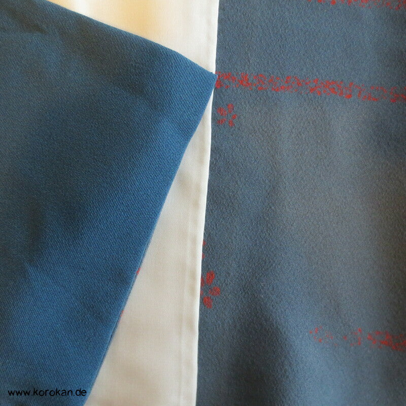 petrol - weinrot - oliv Weidenzweige Homongi Seidencrepe Kimono