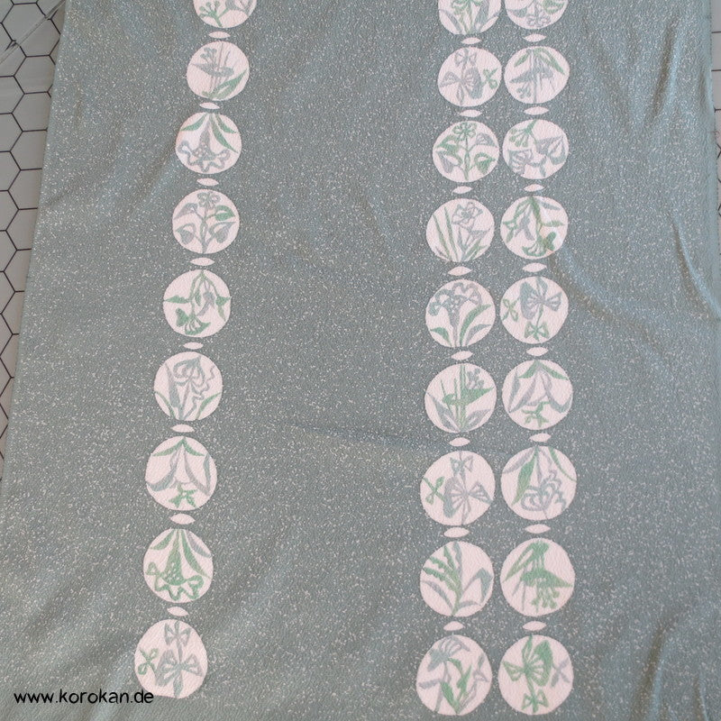Araihari Kimono Seidencrepe - Mon Streifen - seladon