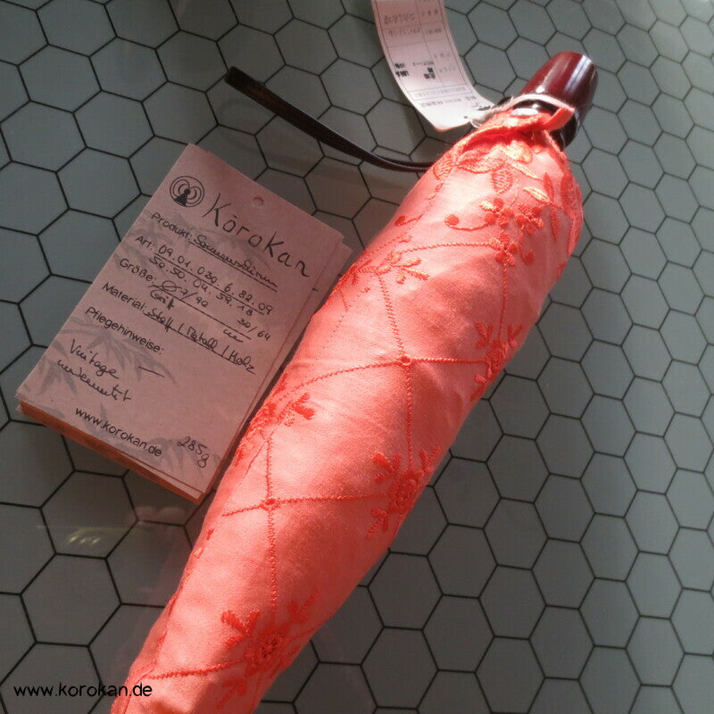 japanischer Kimono Sonnen Klappschirm, Stickereistoff